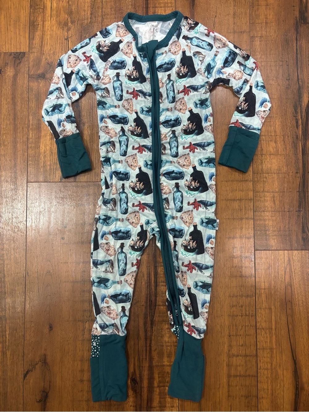 Fletch Pirate Ship Ocean Shark Bamboo Footie Snoozer Pajamas 12-18 Months